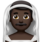 👰🏿‍♂️ Man with Veil: Dark Skin Tone, Emoji by Apple
