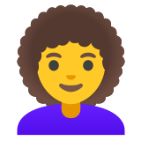 👩‍🦱 Frau: Lockiges Haar Emoji von Google