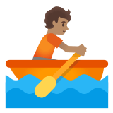 🚣🏽 Person Rowing Boat: Medium Skin Tone, Emoji by Google