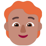 🧑🏽‍🦰 Взрослый: Средний Тон Кожи Рыжие Волосы, смайлик от Microsoft
