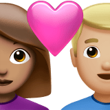 👩🏽‍❤️‍👨🏼 Couple with Heart: Woman, Man, Medium Skin Tone, Medium-Light Skin Tone, Emoji by Apple