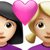 👩🏻‍❤️‍👩🏼 Couple with Heart: Woman, Woman, Light Skin Tone, Medium-Light Skin Tone, Emoji by Apple