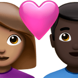 👩🏽‍❤️‍👨🏿 Couple with Heart: Woman, Man, Medium Skin Tone, Dark Skin Tone, Emoji by Apple