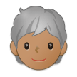 🧑🏽‍🦳 Erwachsener: Mittlere Hautfarbe, Weißes Haar Emoji von Samsung