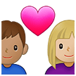 👩🏼‍❤️‍👨🏽 Couple with Heart: Woman, Man, Medium-Light Skin Tone, Medium Skin Tone, Emoji by Samsung
