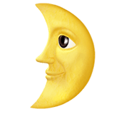 🌛 First Quarter Moon Face, Emoji by Apple