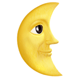 🌜 Last Quarter Moon Face, Emoji by Apple
